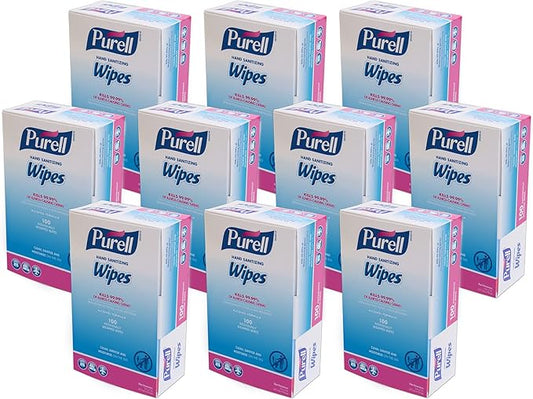 PURELL Hand Sanitizing Wipes, Alcohol Formula, Fragrance Free, 100 Count Individually Wrapped Hand Wipes (Pack of 10) - 9022-10