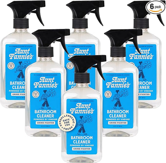 Aunt Fannie's All Purpose Bathroom Cleaner Vinegar Spray for Shower, Tub, Toilet, Tile, Sink and Fixtures, 16.9 Ounces (Pack of 6)