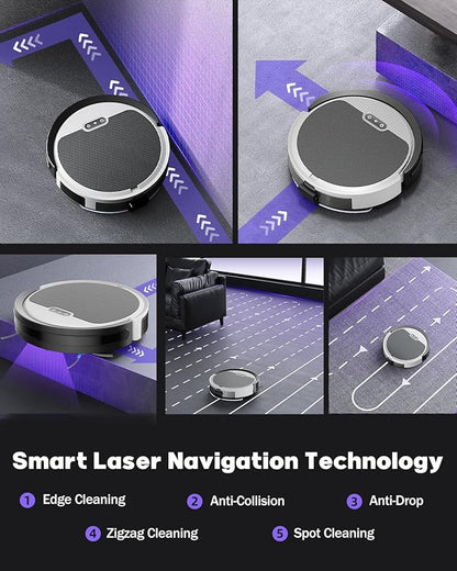 V3 2 in 1 Robot Vacuum and Mop Combo，5000Pa Suction, Works with 2.4G WiFi/Alexa/App/Remote Control, Schedule Cleaning, Automatic Self-Charging, Ideal for Pet Hair, Hard Floor and Carpet
