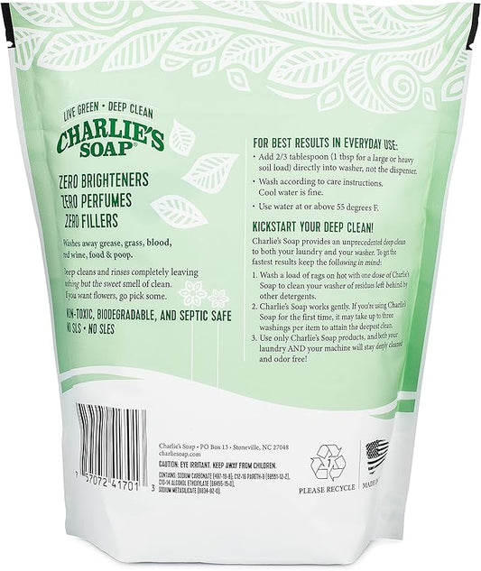 Charlie's Soap - Unscented Laundry Powder 100 Loads (Six 100-load Bags, 600 Total Loads)