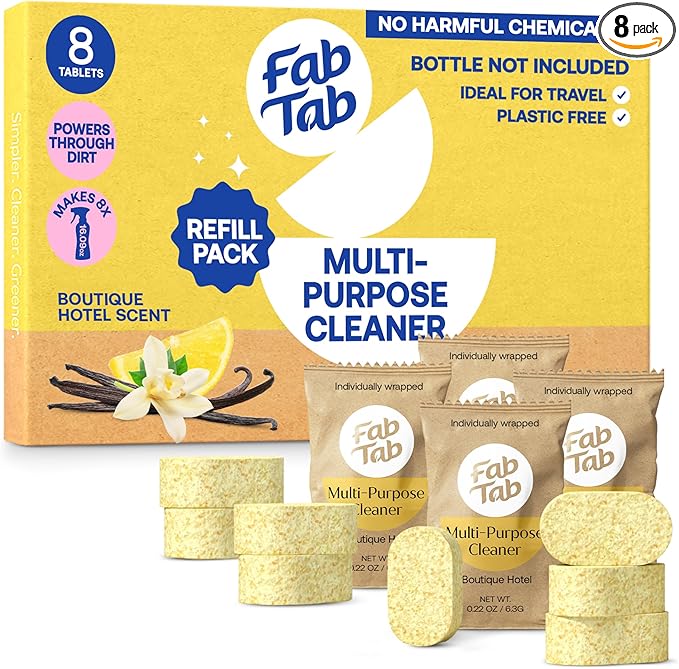 Fabtab Sustainable Multi-surface Cleaner Refill Cleaning Tablets For All Surfaces, Plant-based, No Harsh Chemicals, Citrus Scent (bottle Not Included)