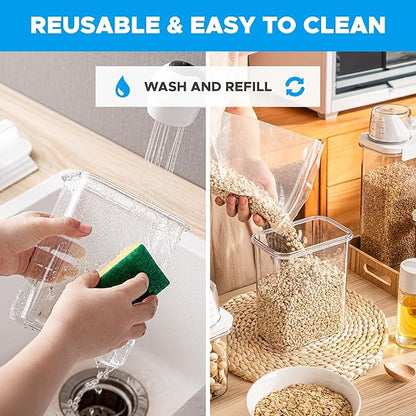 [3 Pack] Liquid Laundry Detergent Dispenser for Laundry Room Organization and Storage, 61oz Large Capacity Laundry Soap Containers with 12 Removable Labels, BPA Free & PET Plastic Clear