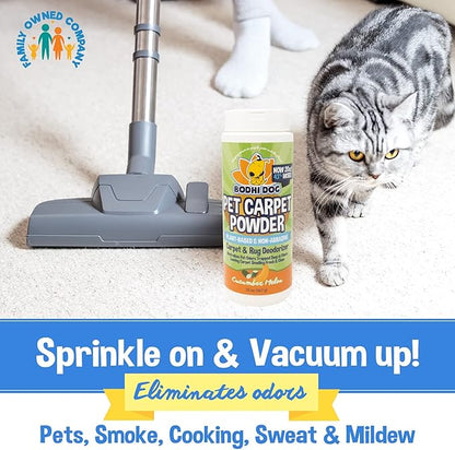 Bodhi Dog Natural Carpet Powder - Dry Pet Smell Eliminator & Urine Odor Remover - Loosens Fur & Dirt - Plant-Based and Biodegradable Room Freshener for Home with Pets - Cucumber Melon (Pack of 1)