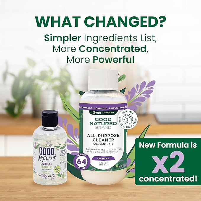 Good Natured Brand All-Purpose Cleaner Concentrate + 16 oz Bottle | Multi-Surface Cleaner | Natural Lavender Essential Oil | Multipurpose Cleaner | 4oz makes 64oz