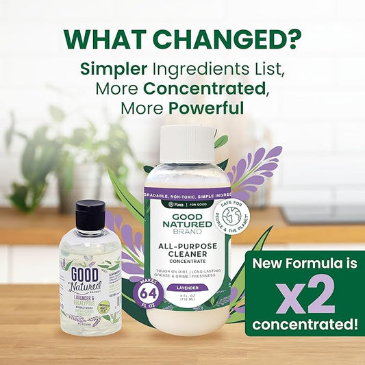 Good Natured Brand All-Purpose Cleaner Concentrate + 16 oz Bottle | Multi-Surface Cleaner | Natural Lavender Essential Oil | Multipurpose Cleaner | 4oz makes 64oz