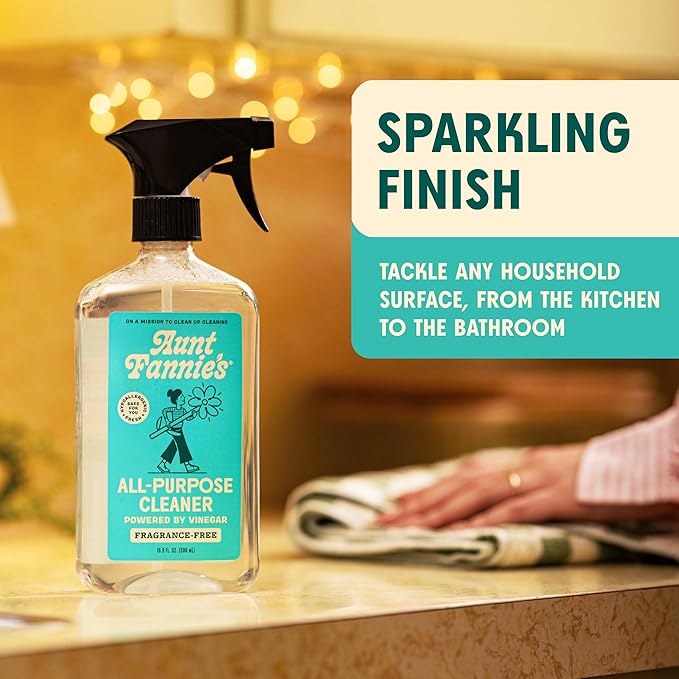 Aunt Fannie's All Purpose Household Cleaner, Multi-Surface Spray Cleaner, Powered by Vinegar for Kitchen, Bath, Windows and Countertops, Fragrance Free, Pack of 1
