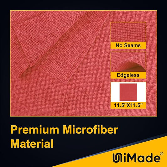 Shop Towel Rag, 200 Pack Reusable Rags Bulk Microfiber Cleaning Cloth Lint Free Towels for Car Kitchen Automotive Bar Mechanic Restaurant Garage, 11.5"x 11.5", Red