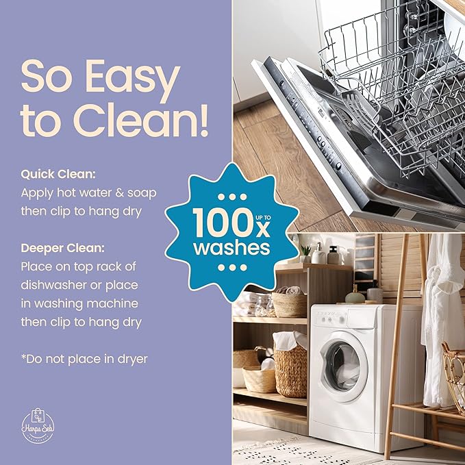 Harps&Seb Swedish Dishcloths - 6 Pack, Reusable Kitchen Dish Towels with Clips, Super Absorbent, Non-Scratch, Biodegradable
