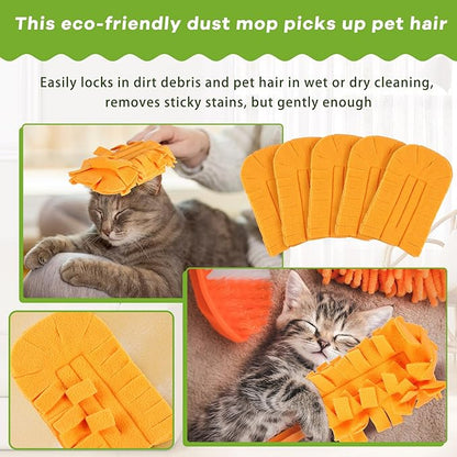 Zubebe 12 Pcs Heavy Duty Duster Refill Reusable Fleece Duster Refills Multi Surface Washable Cleaning Pads for Home, Blinds, Fans, Corners, Furniture (Orange)