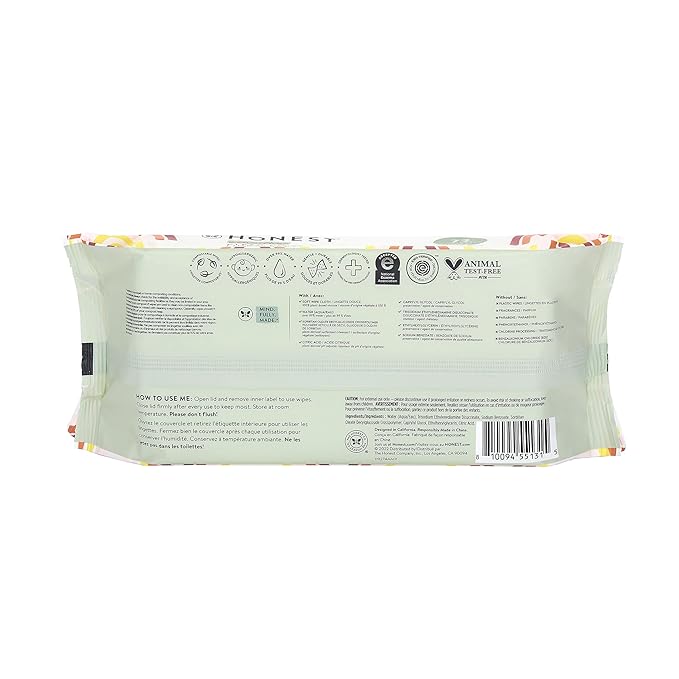 The Honest Company Clean Conscious Multi-Use Wipes | Hypoallergenic + Unscented for Sensitive Skin | Over 99% Water, Compostable, Plant Based, Baby Wipes | Rainbow, 60 Count