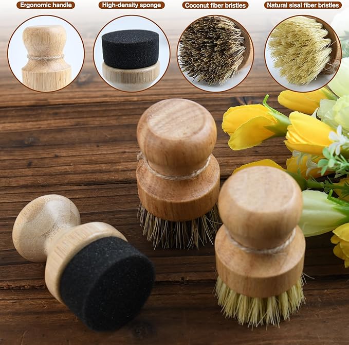 3 Pcs Cutting Board Oil Wax Applicator and Scrub Brush Set Natural Bamboo Wood Applicator for Mineral Oil Boards, Wooden Butcher Blocks, Spatulas, Spoons, Wooden Worktops, Utensil Care