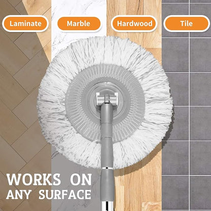 Dust Mop, Wall Cleaner Mop, with Hight Adjustable Handle and 1 Washable Mops Pad, Wet & Dry Floor Cleaning Mop for Hardwood, Tiles, Laminate, Vinyl (Grey mop with 3 pads)