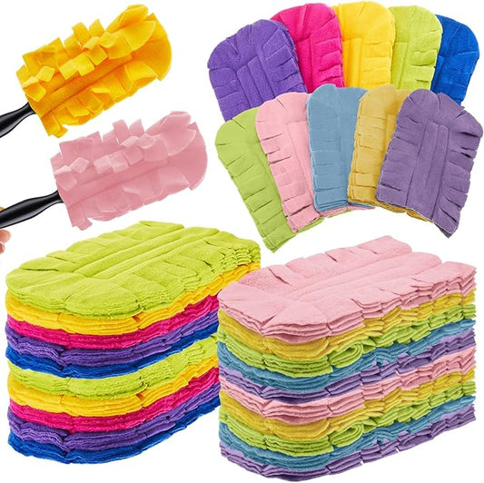 Zubebe 20 Pcs Heavy Duty Duster Refill Reusable Fleece Duster Refills Multi Surface Washable Cleaning Pads for Home, Blinds, Fans, Corners, Furniture (Vivid Color)