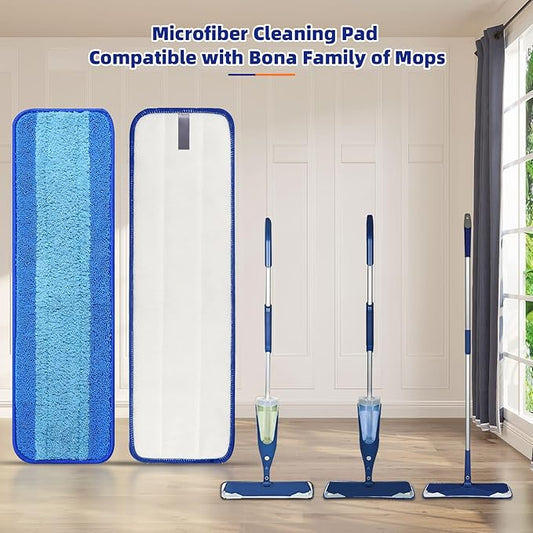 3 Pack Microfiber Cleaning Mop Pads for Bona Mop, Washable & Reusable Replacement Mop Pad for Stone, Hardwood, Tile Floors
