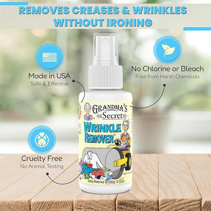 Grandma's Secret Wrinkle Remover - Wrinkle Release Spray, Odor Eliminator, and Fabric Refresher Spray - Chlorine and Bleach Free - 3 oz, 2 Pack