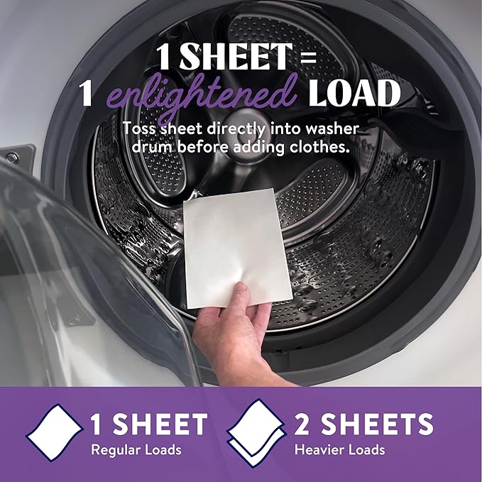 Cleancult Laundry Detergent Sheets - Resealable Box - 3 Stain Fighting Enzymes - Wild Lavender - 60 Loads - Free of Harsh Chemicals - No Mess - No Plastic Waste