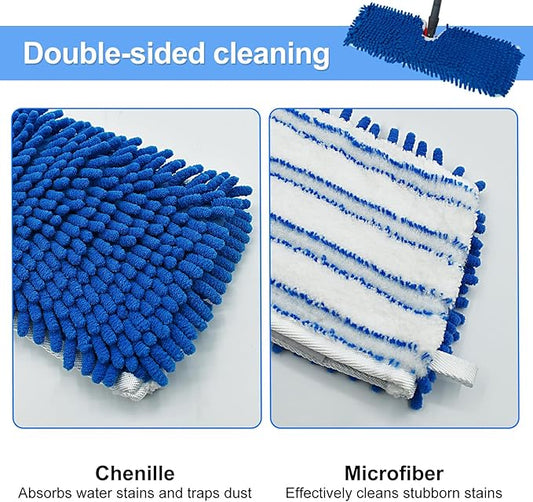 4 Pack Mop Heads Replacements for Ocedar Dual-Action Microfiber Flip Mop, Double Sided Mop Replace Head Mop Refills with Microfiber & Chenille for Dry Wet Use, Reusable, Machine Washable
