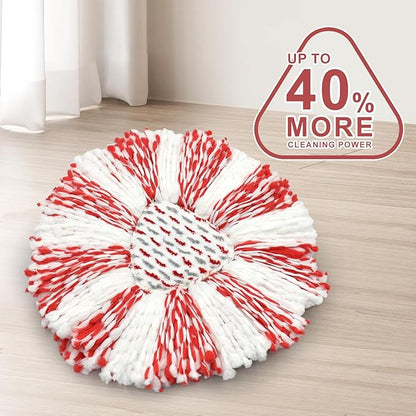 Spin Mop Replacement Head, Base, Mop Handle Replacement for OCedar EasyWring 1 Tank System, 2 Microfiber Refills, 4-Section Sturdy Iron 30-58in Stick, 1 Head Cover and 1 Scrubber Mop Head