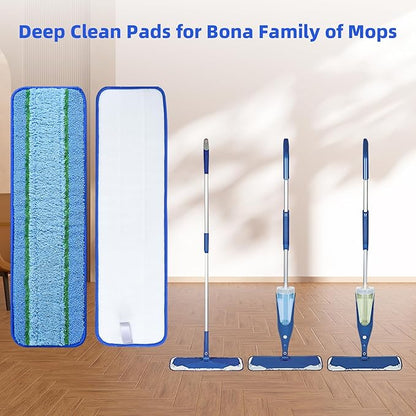 6 Pack Deep Clean Pads for Bona Family of Mops, Washable & Reusable Microfiber Cleaning Pad for Hardwood and Multi-Surface