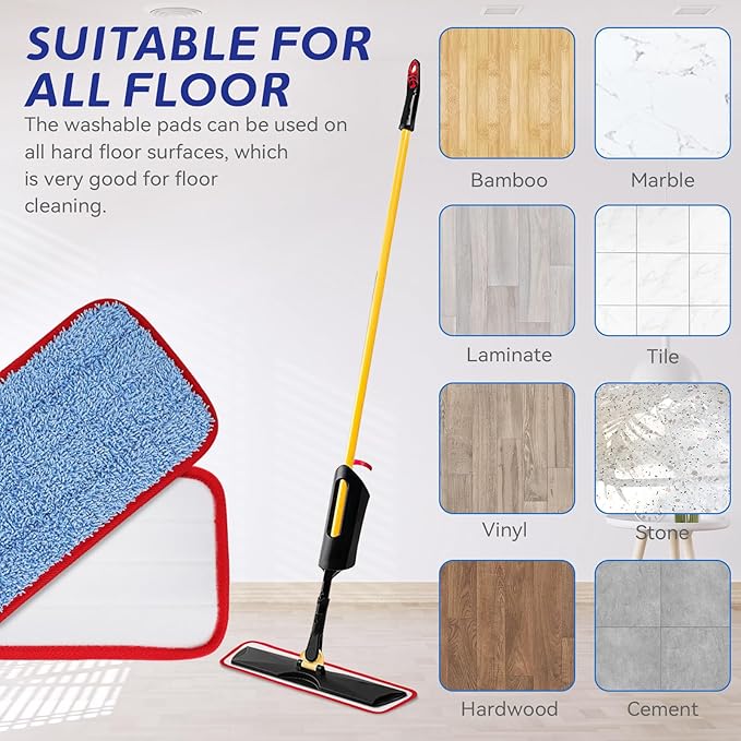 18.5 inch Microfiber Mop Replacement for Rubbermaid Commercial: Commercial Microfiber Dust Mop Wet&Dry Commercial Cleaning Flat Mop Refills Fit for Any Microfiber Flat Mop (8 Pack)