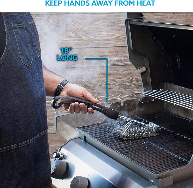 Kona 360 Clean Grill Brush – Powerful Grill Cleaner & BBQ Grill Brush for Outdoor Grill – Safe, Bristle BBQ Brush Grill Scraper, Accessory for Easy 30 Second Grill Cleaning - 18 Inch Long Handle