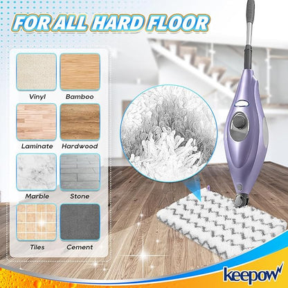 KEEPOW Replacement Microfiber Steam Mop Pad Cleaning Pads Compatible with Shark S3500 Series S3501 S3601 S3550 S3901 SE450 S3801CO S3601D S2901 Steamer Pocket Mop Washable Microfiber Refills, 2 Grey