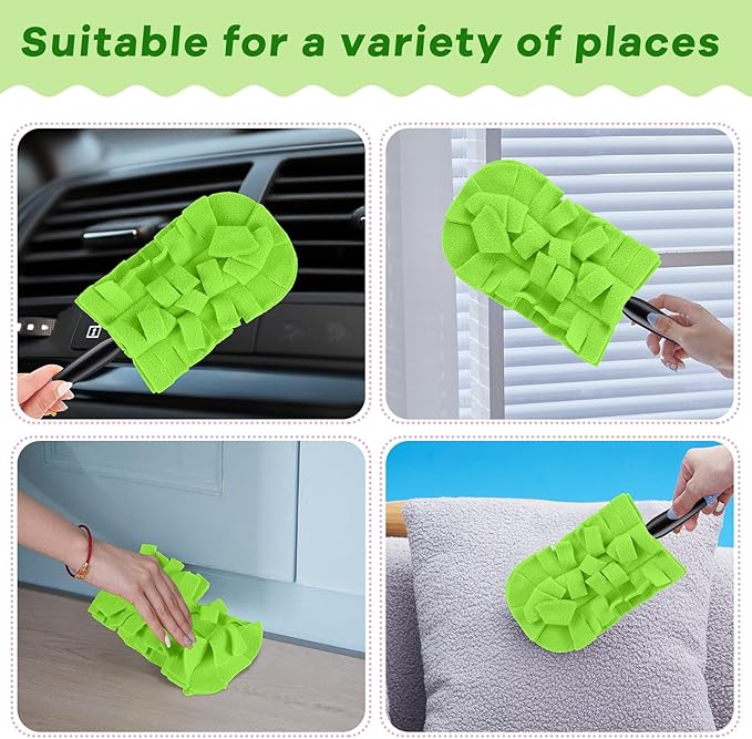 Zubebe 6 Pcs Heavy Duty Duster Refill Reusable Fleece Duster Refills Multi Surface Washable Cleaning Pads for Home, Blinds, Fans, Corners, Furniture (Olive Green)