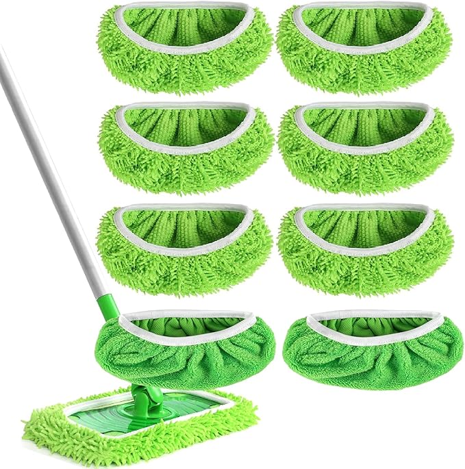 8PCS Reusable Microfiber Mop Pads Washable Wet Pads Compatible with Swiffer Sweeper Refills Pads Dry Sweeping Cloths Mop Head Replacement for Household Cleaning