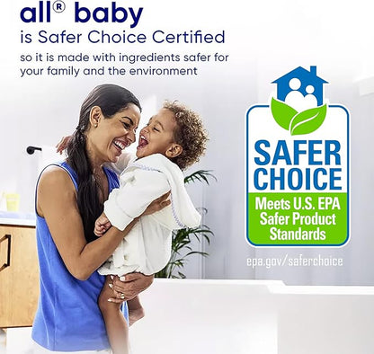 all Baby, Gentle for Baby, Liquid Laundry Detergent, Hypoallergenic for Sensitive Skin, Concentrated, 75oz, 100 Loads