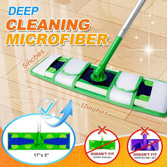 XL Wet Pads Refills for Swiffer XL Dry Sweeping Cloths Reusable XL Wet Mopping Pad Cleaning Cloths Microfiber Mop Pads for Hardwood Floor Cleaning (Green 5 Pack)