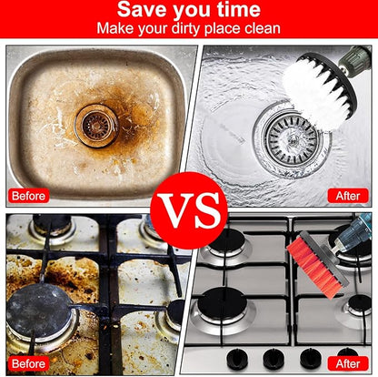 6 Pcs Drill Brush Attachment Power Scrubber Cleaning Kit Multi Purpose Drill Brush Set Drill Scrubber Brush Kit Cleaning Brushes for Drill Bathroom Surfaces Tub Grout Shower Kitchen (Multi Colors)