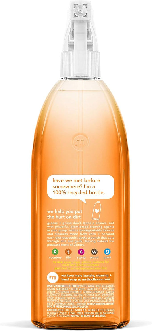 Method All-Purpose Cleaner Spray, Ginger Yuzu, Plant-Based and Biodegradable Formula Perfect for Most Counters, Tiles, Stone, and More, 28 oz Spray Bottle, (Pack of 8)