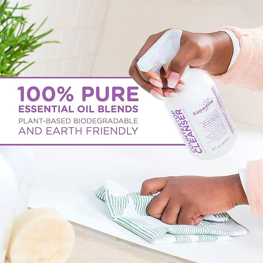 Sapadilla Sweet Lavender + Lime Biodegradable Countertop Cleanser Spray, 16 Ounce, (Pack of 1)