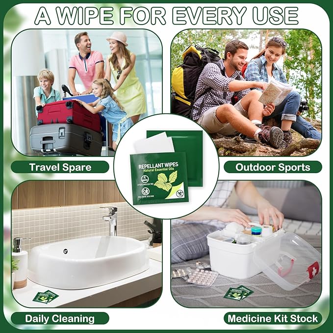 200 Pieces Travel Size Wipes Citronella Oil Individually Wrapped Wipes for Indoor Outdoor Travel Picnic Camping Hikes