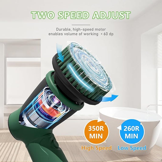 DEASUNG Electric Cleaning Brushes for Shower, Bathroom Scrubber Electric with 6 Replacement Heads, Power Scrubbers for Cleaning Bathroom,Sink