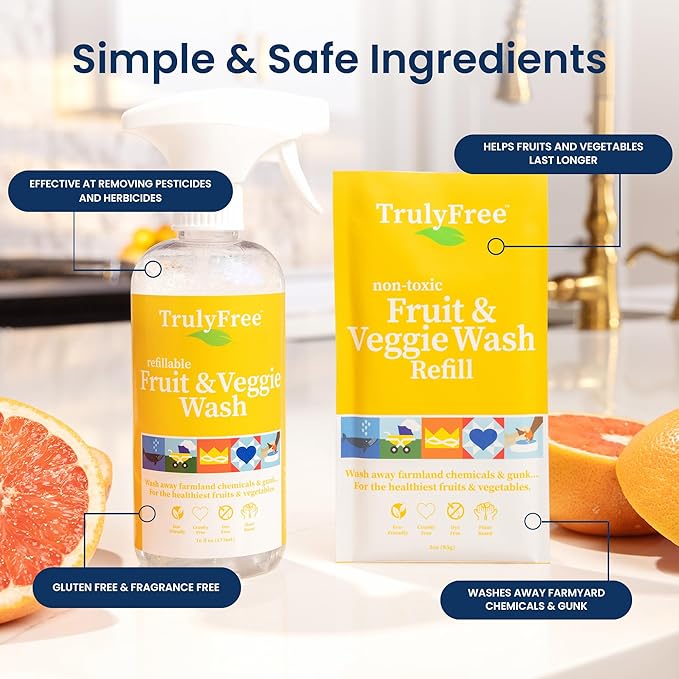 Natural Fruit and Veggie Wash Kit - DIY Vegetable Washer & Fruit Cleanser - Pack of 3