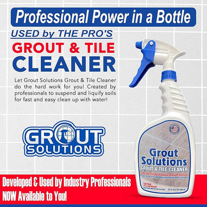 Heavy Duty Grout and Tile Cleaner, Acid-Free, Safe on Stone, Ceramic, Porcelain and Colored Grout, Easy to use 32oz