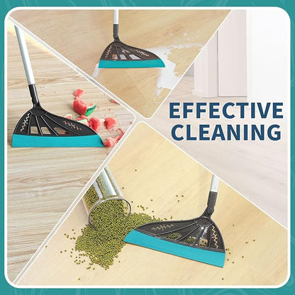 Magic Air Broom Household Silicone Broom for Floor Cleaning, Multifunctional Floor Squeegee with 60’’ Aluminum Adjustable Handle, Pet Hair for Glass, Fine Dust, Hair, Liquids (Gray)