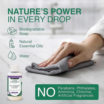 Good Natured Brand All-Purpose Cleaner Concentrate + 16 oz Bottle | Multi-Surface Cleaner | Natural Lavender Essential Oil | Multipurpose Cleaner | 4oz makes 64oz