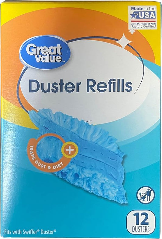 Great Value Duster Refills - 12 Count, 2 Pack, 24 Count Total - Dirt, Dust & Hair Trapping Fibers