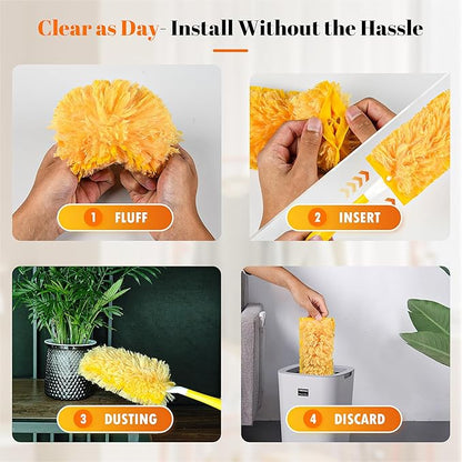 20 Count 360 Duster Pads for Swiffer Duster Handle, Multisurface Heavy Duty Replacements Refills with 1 Handle, Disposable Pad for Cleaning