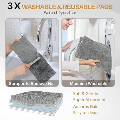 Professional Microfiber Mops for Hardwood Floor Cleaning, 18" Commercial Dust Flat Mops with 3 Reusable Pads and Adjustable Handle, For Home, Office, Hotel Wet or Dry Floor Cleaning