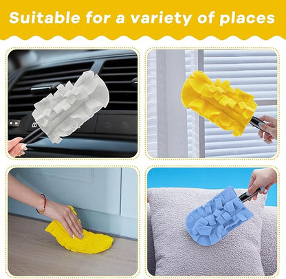 Zubebe 6 Pcs Heavy Duty Duster Refill Reusable Fleece Duster Refills Multi Surface Washable Cleaning Pads for Home, Blinds, Fans, Corners, Furniture (SkyBlue,Yellow,White)