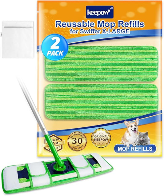X-Large Reusable Mop Pads Compatible with Swiffer Sweeper XL, 2-Pack (Mop is Not Included)