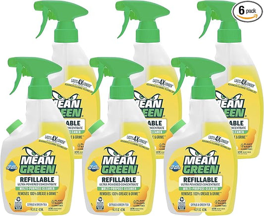 Mean Green Refillable Ultra Powered CONCENTRATE Multi-Purpose Cleaner, Citrus & Green Tea, 14.3 Ounce, 6 Pack