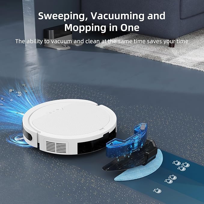 Robot Vacuum, Mopping Robot, Powerful 5000Pa, WiFi/Alexa/App/Remote Control, Quiet, Robotic Vacuum Cleaner with Self-Charging, Anti-Collision and Fall, for Pet Hair, Hard Floor, Carpet