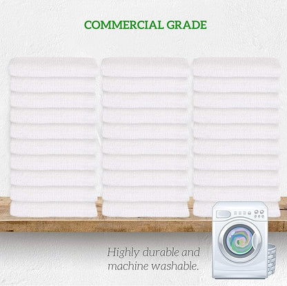 GREEN LIFESTYLE Gold Stripe Terry Towels, White Rags, Bar Towels, 100% Cotton Absorbent and Durable, Multipurpose Cleaning Rags, Cotton Cleaning Rags, Kitchen Rags (14”x17”, Pack of 240)