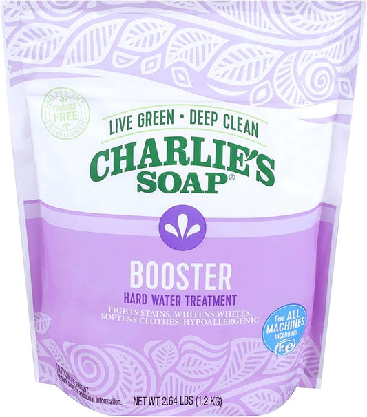 Charlie's Soap Booster & Hard Water Treatment 160 Loads (2.64 Lbs, 1 Pack) Natural Powdered Water Softener and Laundry Booster – Safe and Effective