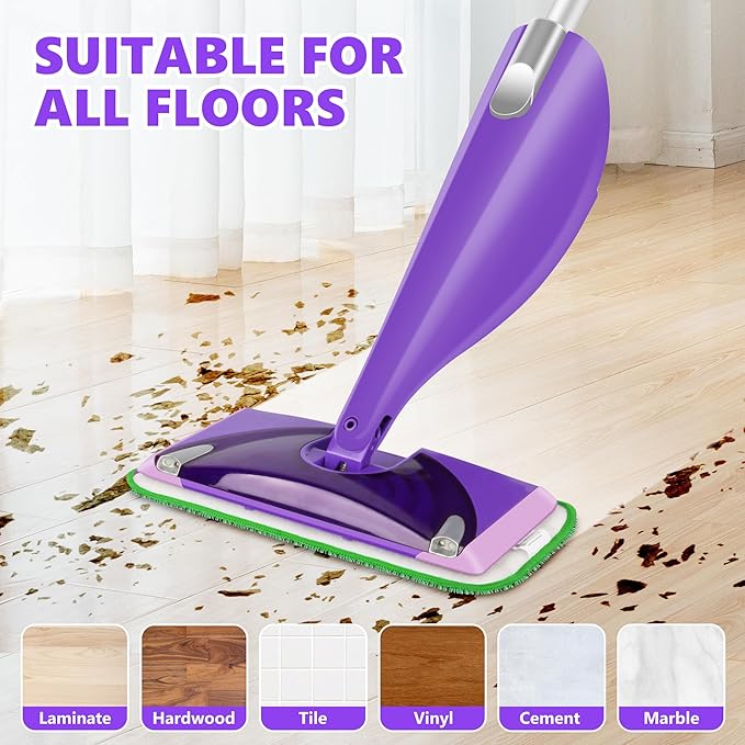 6 Reusable Mop Pads Compatible with Swiffer Wet Jet Mops, Microfiber Wet Jet Pads Refills Washable Dry Wet Mopping Cloths for Swiffer WetJet 12" Mop All Purpose Hardwood Floor Cleaning, Green