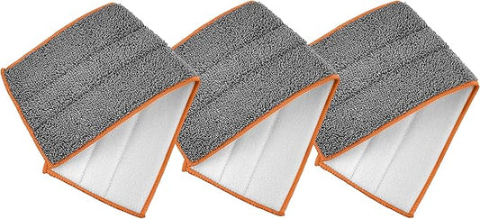 Superio Microfiber Mop Pads Refill, Replacement Head with Velcro, 16 Inch for Flat, Spray Mop Set - 3 Pack - Grey